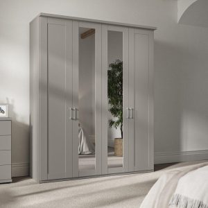 Dover 4 Door Wardrobe  Grey | Bed Sava