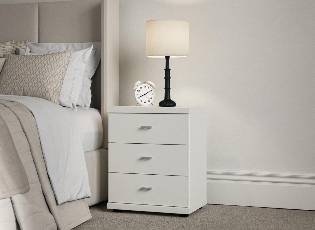 Dover 3-Drawer Bedside - White