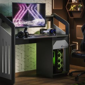 Battalion X Rocker Gaming Desk  Grey | Bed Sava