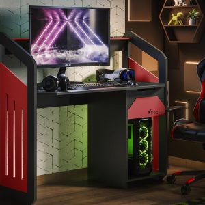 Battalion X Rocker Gaming Desk  Red | Bed Sava