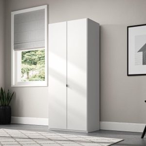 Kirkpatrick Wooden 2 Door Wardrobe  White | Bed Sava