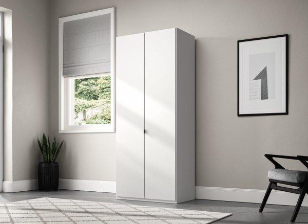 Kirkpatrick Wooden 2 Door Wardrobe  White | Bed Sava