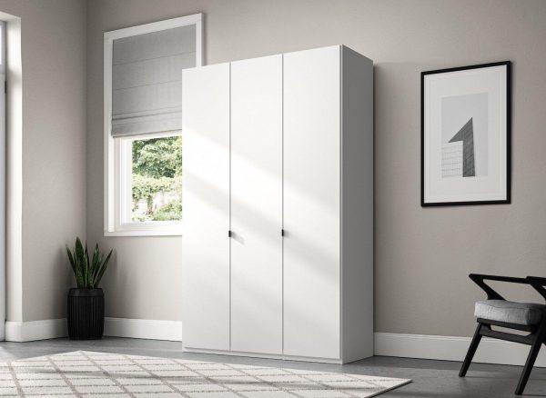 Kirkpatrick Wooden 3 Door Wardrobe  White | Bed Sava