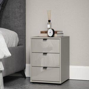 Kirkpatrick 3 Drawer Bedside  Grey | Bed Sava