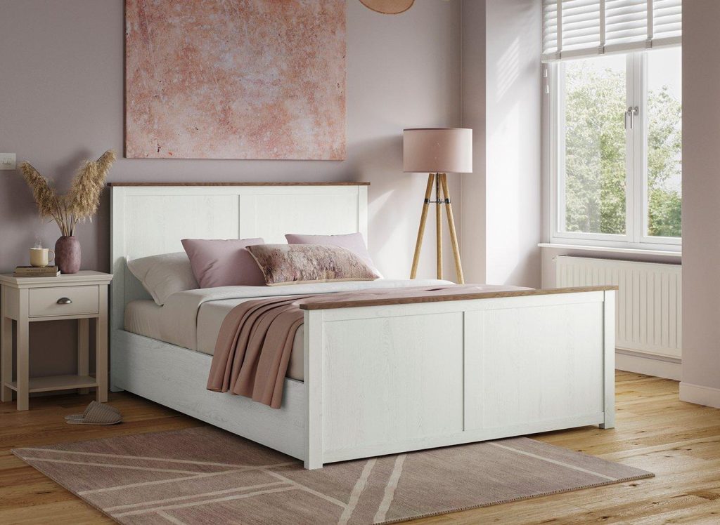 Fairbourne Wooden Ottoman Bed Frame  46 Double  White | Bed Sava