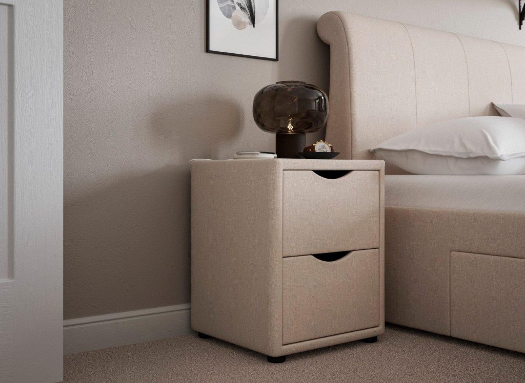 Lucia / Wilson Upholstered Bedside Table - Cream