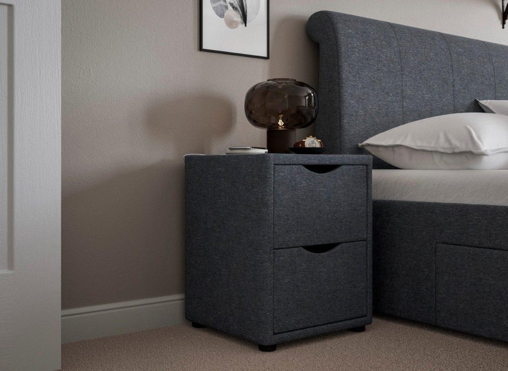 Lucia / Wilson Upholstered Bedside Table - Blue