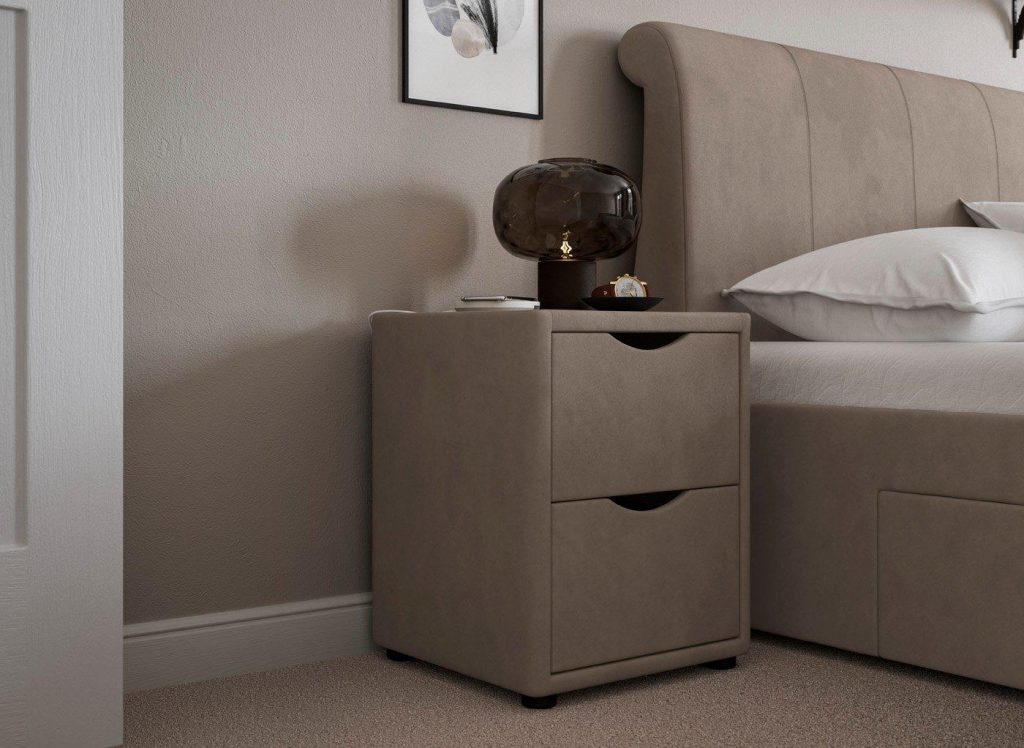 Lucia / Wilson Upholstered Bedside Table - Beige