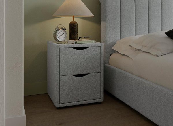Lucia  Wilson  Sandy Upholstered Bedside Table  Grey | Bed Sava