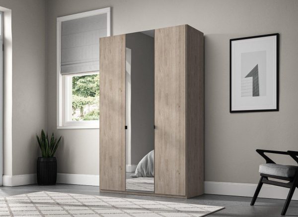 Kirkpatrick Wooden 3 Door Wardrobe  Brown | Bed Sava