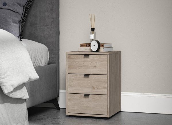 Kirkpatrick 3 Drawer Bedside  Brown | Bed Sava