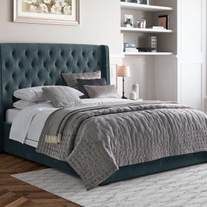 Deacon Upholstered Bed Frame  46 Double  Grey | Bed Sava
