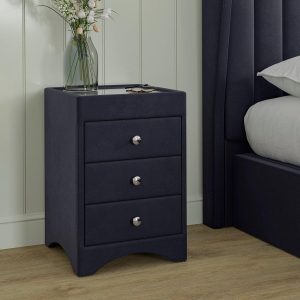 Camden  Enzo Upholstered Bedside Table  Blue | Bed Sava