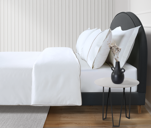 800 Thread Count Egyptian Cotton Duke of Bliss Lux Buttery Smooth Duvet Cover  Brilliant White with Simply Taupe Accent Double  Brilliant White with Simply Taupe Accent | Bed Sava