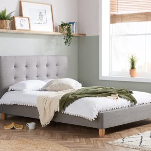 Birlea Stockholm Grey Upholstered Bed King Size | Bed Sava