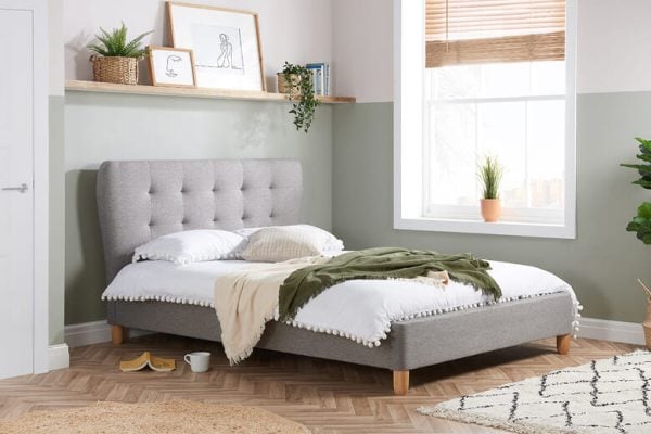 Birlea Stockholm Grey Upholstered Bed King Size | Bed Sava