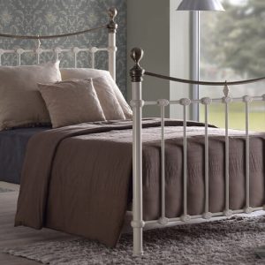 Time Living Elizabeth Cream  Brass Bed Frame King Size | Bed Sava