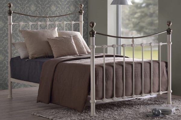 Time Living Elizabeth Cream  Brass Bed Frame King Size | Bed Sava