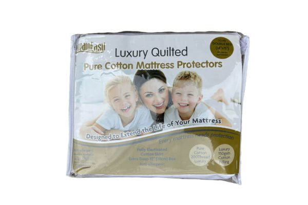 DreamEasy Luxury Quilted Pure Cotton Mattress Protector Double | Bed Sava
