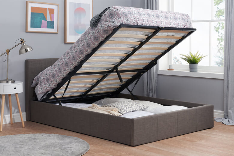 Birlea Berlin Grey Fabric Ottoman Bed, Double