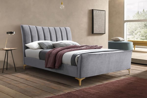 Birlea Clover Grey Velvet Fabric Bed King Size | Bed Sava