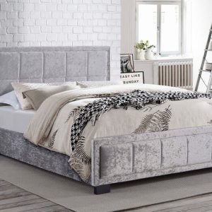 Birlea Hannover Steel Crushed Velvet Fabric Bed Small Double | Bed Sava