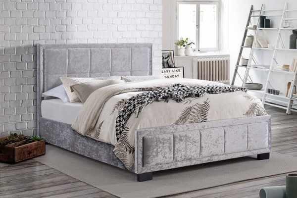 Birlea Hannover Steel Crushed Velvet Fabric Bed Small Double | Bed Sava