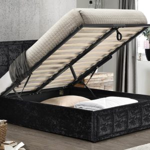 Birlea Hannover Black Crushed Velvet Fabric Ottoman Bed King Size | Bed Sava