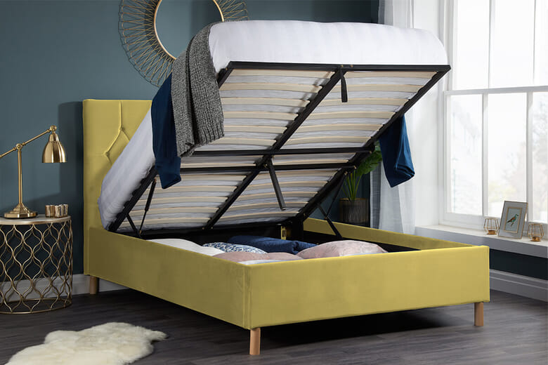 Birlea Loxley Mustard Ottoman Bed, Small Double