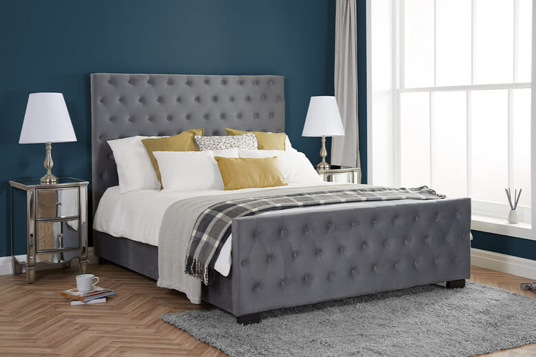 Birlea Marquis Grey Velvet Fabric Bed, King Size