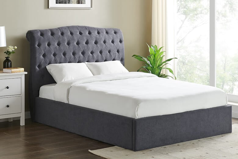 Athens Upholstered Storage Bed, Limelight_Light Grey, Single