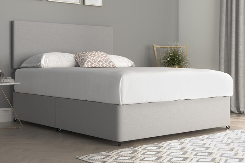 Essential Divan Bed, Woven Grey, Small Double