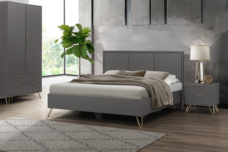 Birlea Arlo Grey Fabric Bed, Small Double