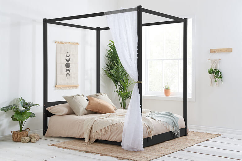Birlea Darwin Black Four Poster Bed, King Size