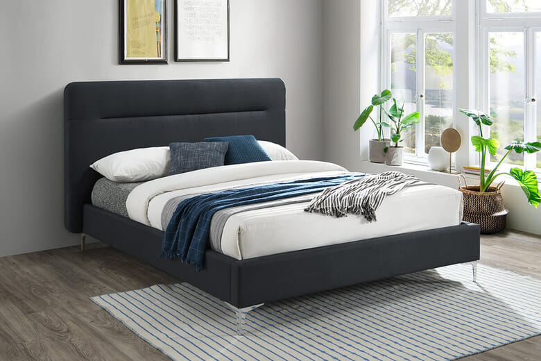 Birlea Finn Black Fabric Bed, King Size