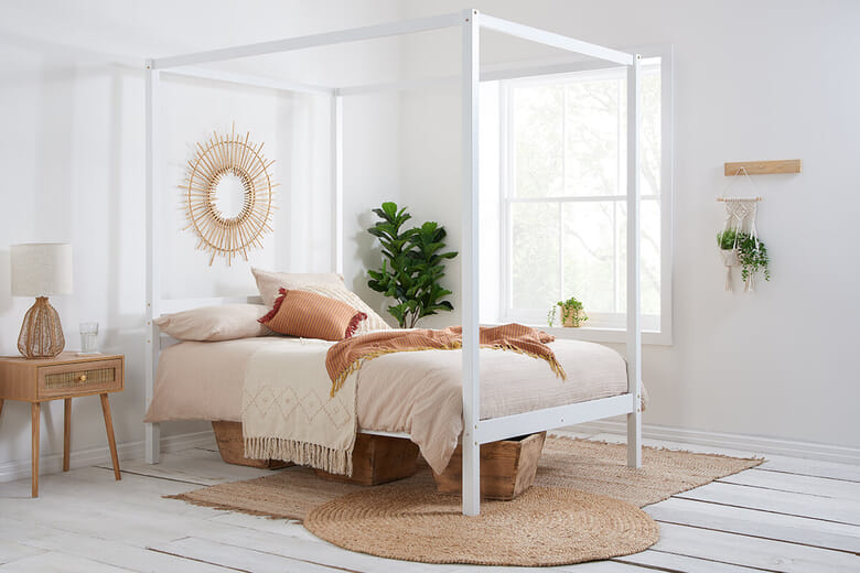 Birlea Mercia White Four Poster Bed, King Size