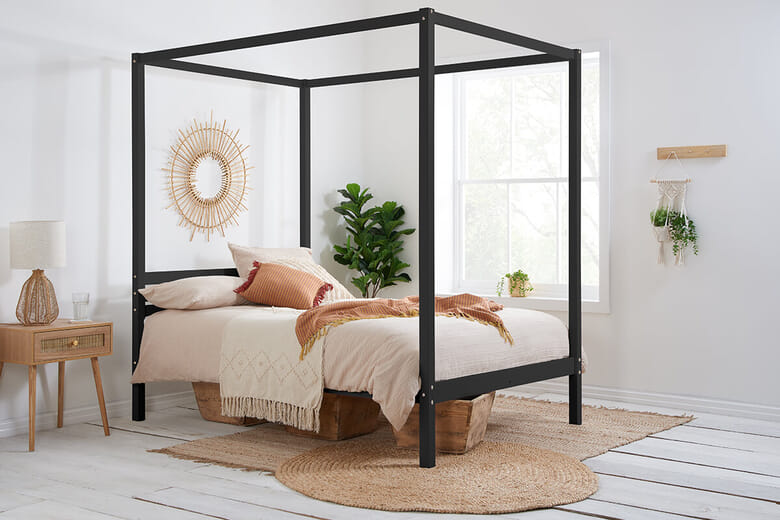 Birlea Mercia Black Four Poster Bed, King Size