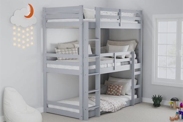 Birlea Tressa Grey Kids Triple Bunk Bed Single | Bed Sava