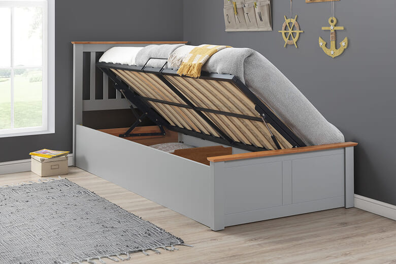 Oliver Wooden Kids Ottoman Bed, Bedmaster_Grey, Single