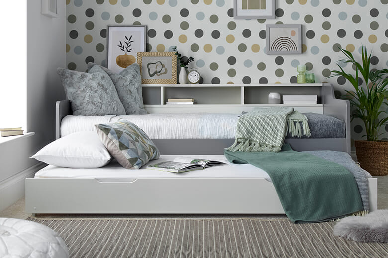 Grace Storage Guest Bed, Bedmaster_White, With Trundle, Single