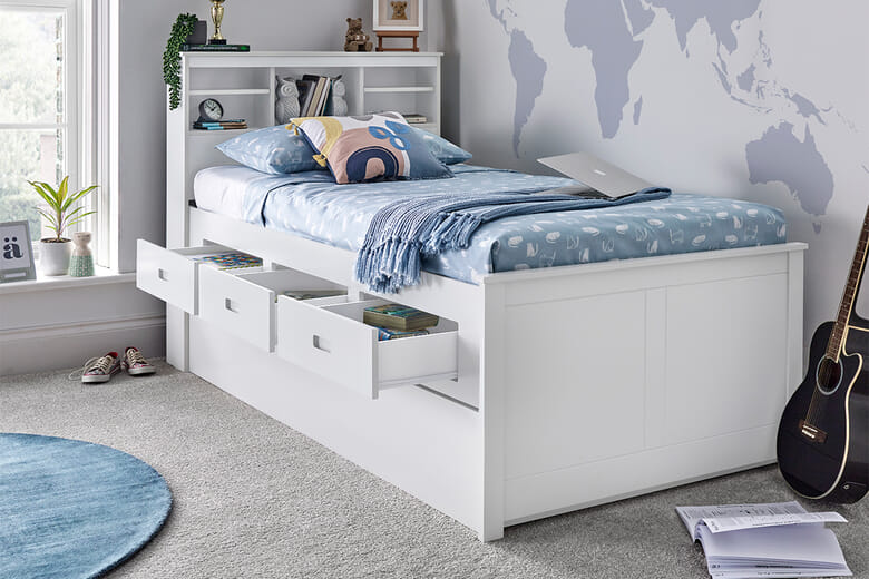 Lucy Storage Guest Bed, Bedmaster_White, With Trundle, Single