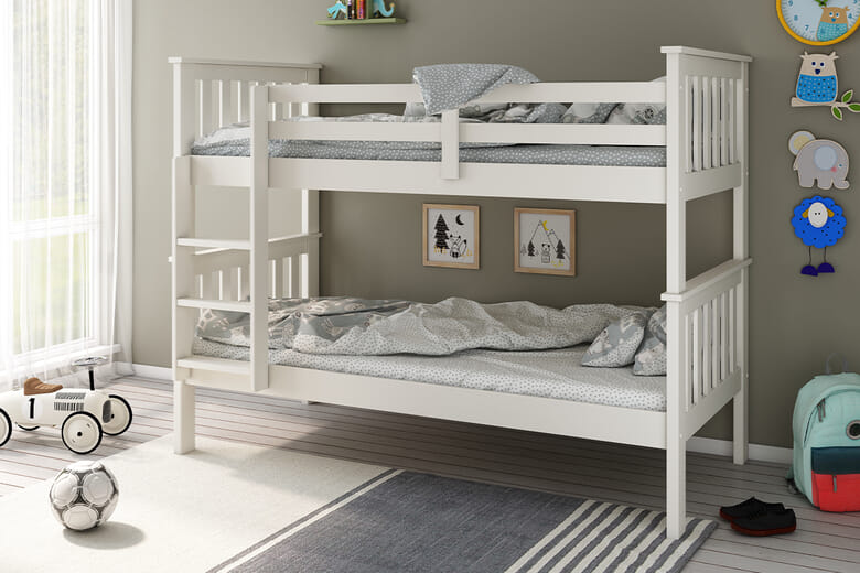 Olivia Wooden Kids Bunk Bed, Bedmaster_Grey, One Size
