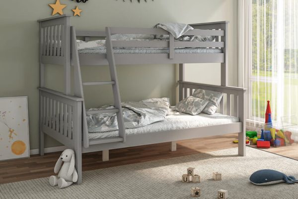 Leo Triple Sleeper Kids Bunk Bed Bedmaster White One Size | Bed Sava