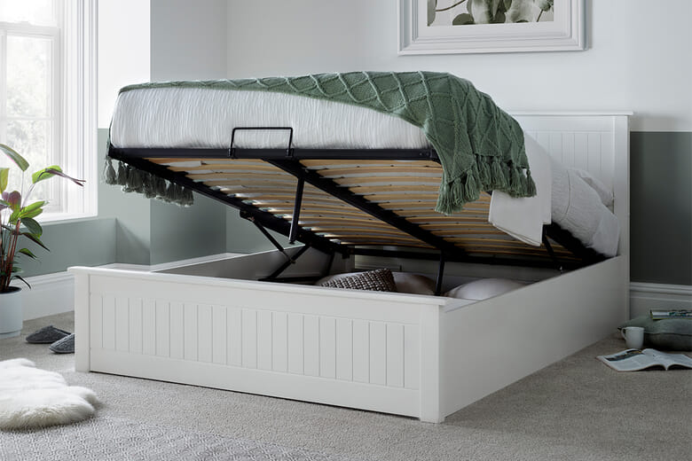 Madison White Ottoman Bed, King Size