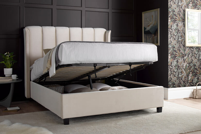 Eleanor Velvet Ottoman Bed, Bedmaster_Warmstone Velvet, King Size