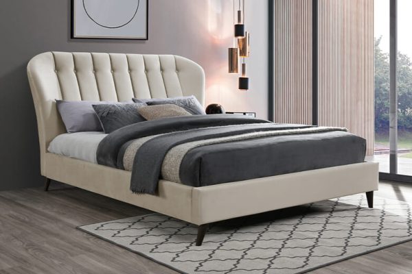 Birlea Elm Fabric Bed Birlea Stone Grey Fabric Double | Bed Sava