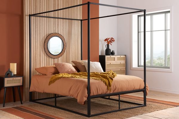 Birlea Farringdon Black Metal 4 Poster Bed Small Double | Bed Sava
