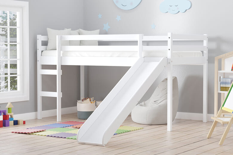 Birlea Frankie Midi Sleeper Kids Slide Bed, Birlea_White Coated Pine, Single