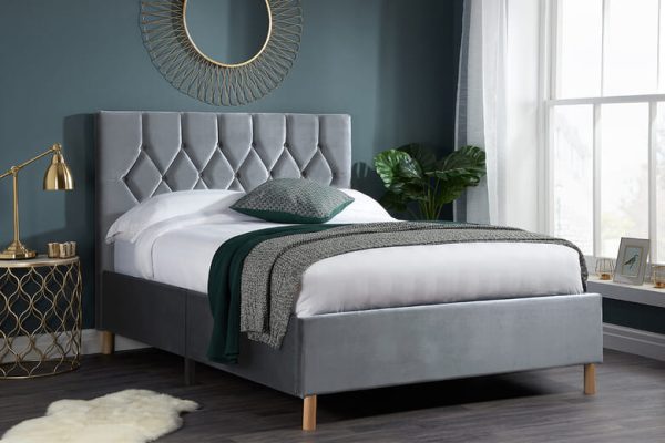 Birlea Loxley Fabric Bed Birlea Light Grey Fabic Small Double | Bed Sava