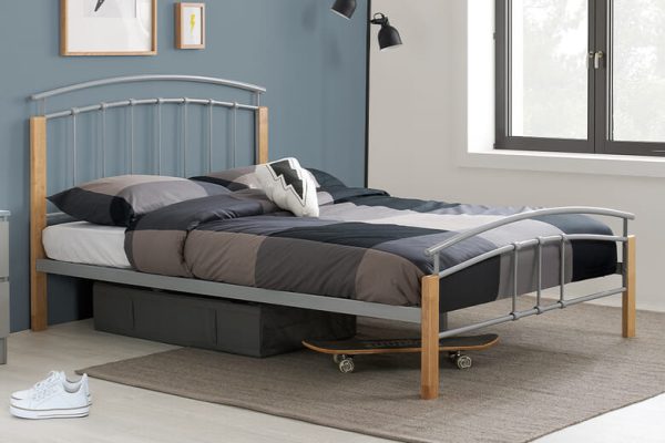 Birlea Tetras Silver Metal Bed King Size | Bed Sava